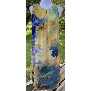 H&M Midi Summer Dress Sz 12 Floral Yellow Purple Sleeveless Cottagecore
